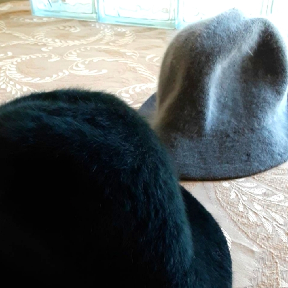 Betmar New York Rabbit Hair Vintage Style Hats Black and Grey